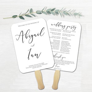 Wedding Fans Assembled, Minimalist Wedding Program, Many Colors - Free Shipping