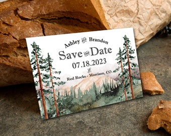 Mountain Wedding Save the Date Card, Rustic Mountain Save the Date, Destination Wedding Save the Date, Rustic Save the Date, PRINTED