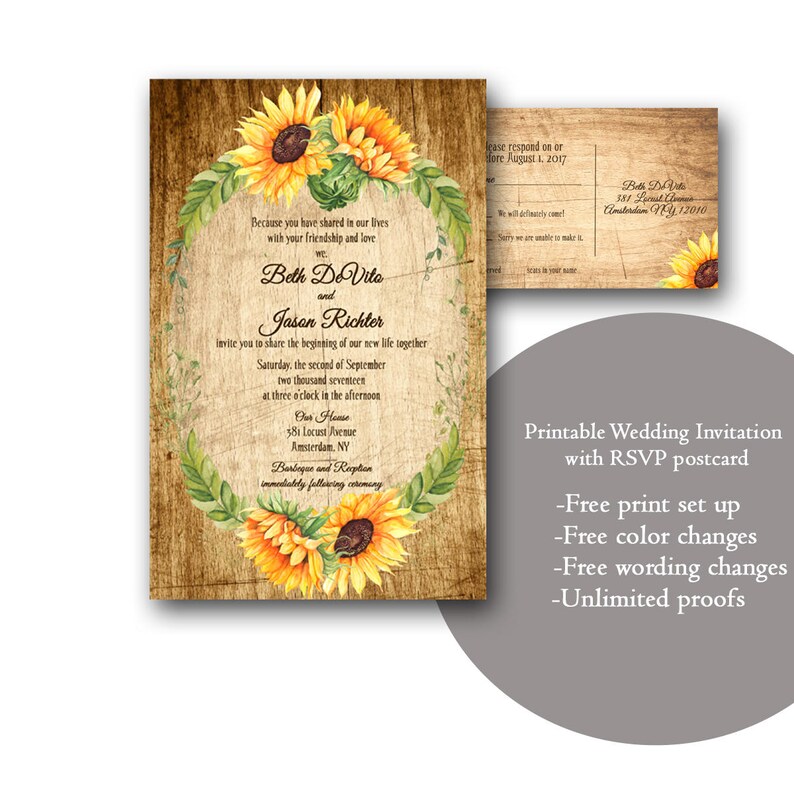 Fall Wedding Invitations Wedding Invitation Template Etsy