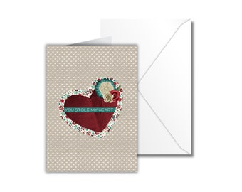 Valentines Day card, Valentine's gift for her, Anniversary card, thinking of you greeting card, You stole my heart