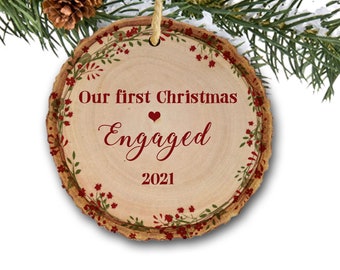 2021 Just Engaged Ornament, Just Engaged Gifts, Friends Engagement Keepsake, Newly Engaged Gift For Couple