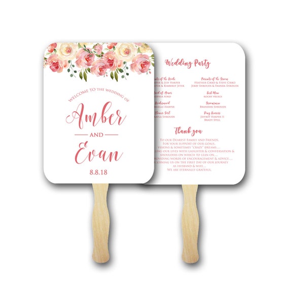 Floral Wedding Program Wedding Program Fan Wedding Fan Fan Etsy