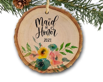 Bridesmaids Gift, Maid of Honor Ornament, Bridesmaids, Bridesmaid Gift Wood Slice Ornament