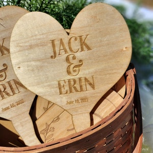 Wooden Hand Fans for Wedding or Event, Engraved Gift, Wedding fan favors, Outdoor ceremony fan, Many Shapes and styles to choose from image 6