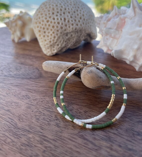 Small beaded hoop clearance earrings