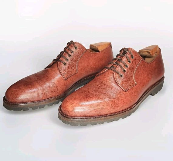 Salvatore Ferragamo Lace-up Pebbled Leather Shoes Men display picture 1