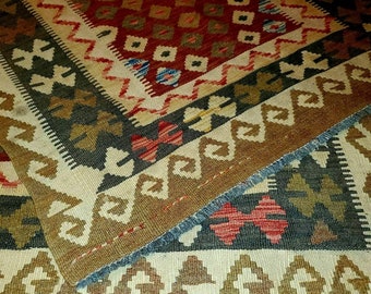 Half Off Sale! Rare Burgundy Kilim Flat-Woven Area Rug Mid-Century Geometric Wool Carpet ±3'x5'
