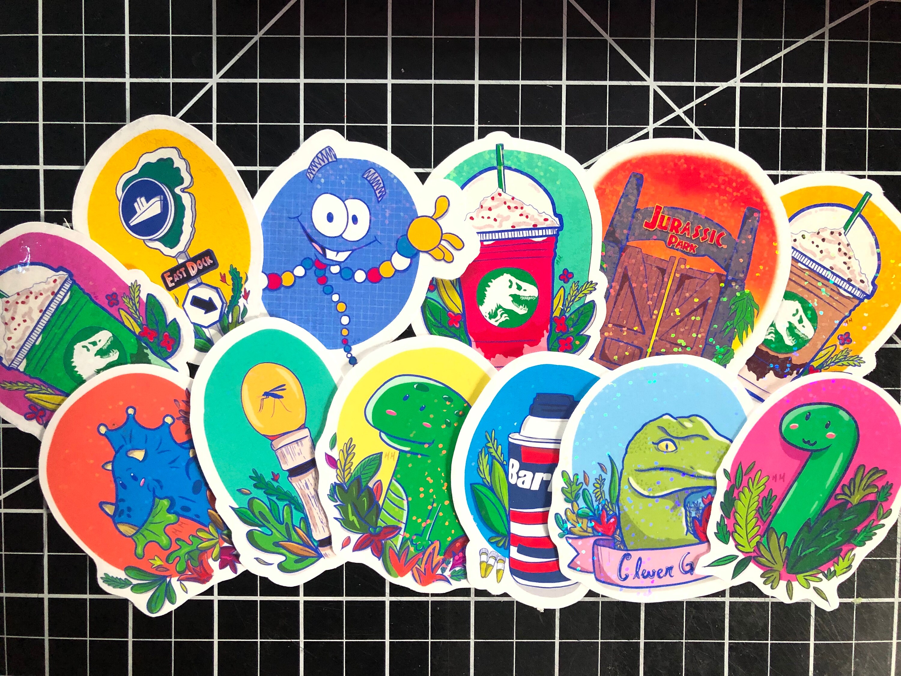 Jurassic Park Holographic Vinyl Sticker Pack Mr DNA Clever Girl Starb…