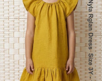 Girls Dress Sewing Pattern | Toddler Boho Dress PDF | Raglan Flutter Sleeve | Kids Ruffle Hem Dress Pattern | Size 3Y to 10Y