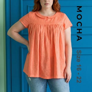 Blouse Sewing Pattern PDF | Curvy Fit Ruffle Top Pattern | Freya Summer Flowy Shirt Pattern Sizes | Peter Pan Collar Blouse | Plus Size