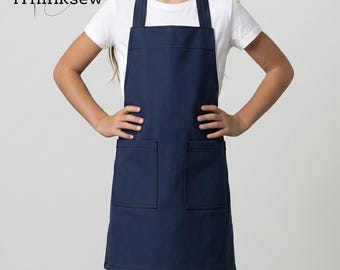 3 Styles Mina Kids Apron Sewing Pattern | Toddler Baking Smock PDF | Childrens Art Apron with Pockets | Beginner DIY Craft Sizes 3-11 Years