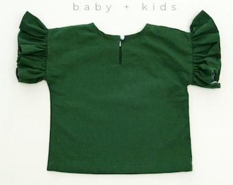 Emmalyn Mädchen Rüschentop Schnittmuster PDF | Kinder Flatterärmel Bluse | Easy DIY Kinder T-Shirt | Druckbare Strickmuster 3Y-10Y
