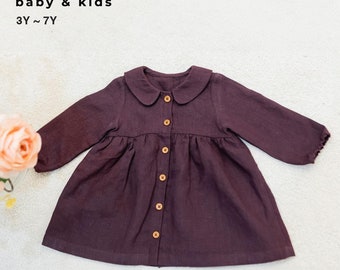 Jana Girls Dress (3Y-7Y) PDF Sewing Pattern | Toddler Peter Pan Collar Dress PDF | Kids Long Sleeve Button Down | Fall Clothing DIY