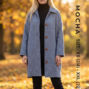 Car Coat Sewing Pattern PDF | Elvira Womens Unlined Coat Tutorial | Easy Outerwear Jacket DIY | Beginner Sewing Pattern Sizes 2 to 22