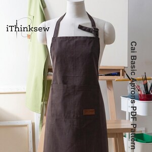 Patrón de costura en PDF para delantal Cai / Delantal de trabajo unisex de lona / Tutorial de manualidades fácil para principiantes / Tallas para hombre y mujer: S, M, L