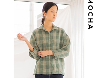 Patron de couture PDF pour chemise Finlay | Chemise boutonnée | Blouse oversize PDF | Haut à épaules dénudées | Chemise décontractée en lin pour femme | Téléchargement numérique