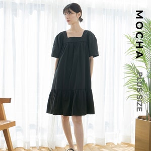 Vestido Plus Size MOCHA Kimora com decote quadrado em PDF - 4 tipos de papel (A4, Carta dos EUA, A0, 36" x 48")