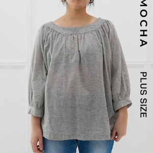 MOCHA Ferazy Raglan Yoke Blouse Plus Size PDF Sewing Pattern - 4 Kinds of Paper (A4, US Letter, A0, 36&quot;x48&quot;)