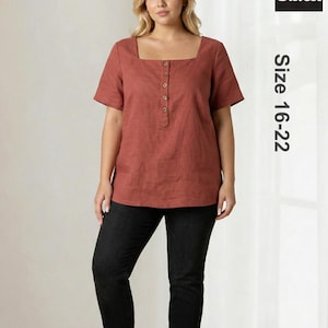 Size 16-22 Luisa Square neck Top PDF Pattern - 4 Kinds of Paper(A4, US Letter, A0, 36"x48")