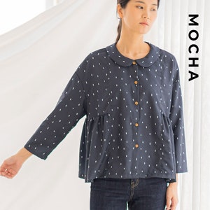 Blusa MOCHA Eliot com babados tamanho PDF padrão de costura - 4 tipos de papel (A4, carta dos EUA, A0, 36 "x 48")