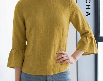 Gertrude Ruffle Sleeve Blouse Pattern | Bell Sleeve Top PDF | Easy DIY Statement Shirt | Womens Sewing Pattern Sizes xs-xxl