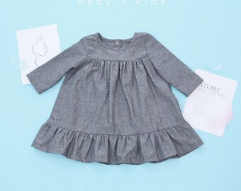 Frances Girls Ruffle Dress Pattern PDF | Long Sleeve Tunic Sewing Pattern | Toddler Everyday Dress | Kids DIY Clothes | Frances Dress 3Y-10Y