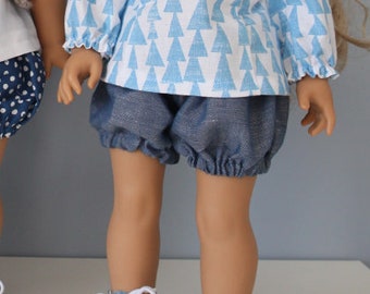 Patrón PDF de pantalones cortos Lele Bubble para muñeca American Girl de 18 pulgadas. Patrón de costura PDF, ropa para muñecas, juguete.