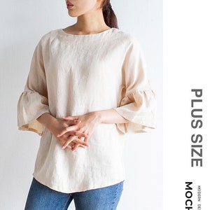 MOCHA Lena Blouse Plus Size PDF Sewing Pattern - 4 Kinds of Paper(A4, US Letter, A0, 36"x48")