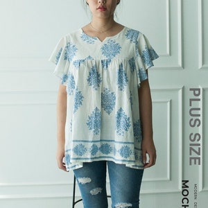 Blusa MOCHA Justina Plus Size PDF Padrão de Costura - 4 Tipos de Papel (A4, Carta EUA, A0, 36"x48")