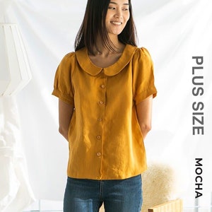 MOCHA Zia Peter Pan Collared Blouse Plus Size PDF Sewing Pattern - 4 tipi di carta (A4, US Letter, A0, 36"x48")