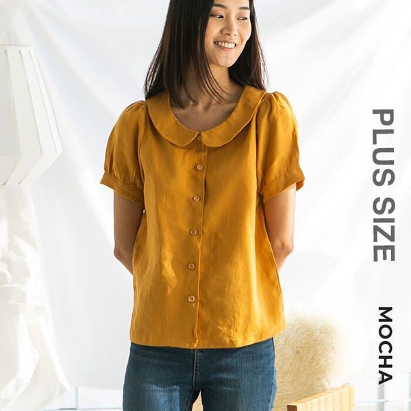 MOCHA Zia Peter Pan Collared Blouse Plus Size PDF Sewing Pattern - 4 Kinds of Paper(A4, US Letter, A0, 36"x48")