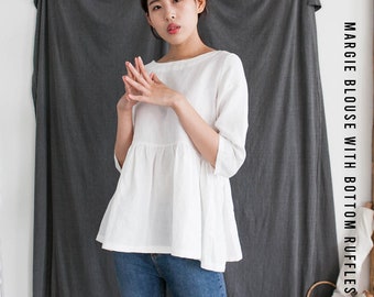 MOCHA Margie Blouse With  Bottom Ruffles PDF Sewing Pattern- 4 Kinds of Paper(A4, US Letter, A0, 36&quot;x48&quot;)