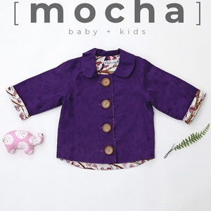 Patrón de costura en PDF para chaqueta básica con cuello redondo / Tutorial de bricolaje para abrigo de bebé / Prendas de abrigo unisex para bebé / Ropa infantil fácil de coser de 12 meses a 5 años