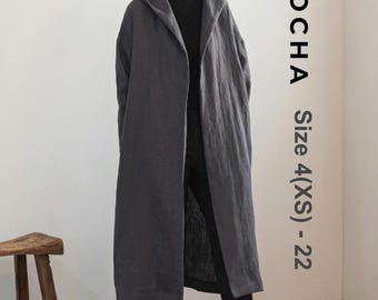 Hooded Coat Sewing Pattern | Women's Long Linen Jacket PDF | Beginner Duster Coat Pattern | Felix Plus Size Outerwear Tutorial Size 4 to 22