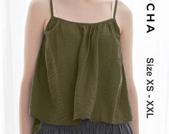 Womens Tank Top Sewing Pattern | Flowy Camisole PDF Pattern | Easy Summer Top Tutorial | Semi-Cropped Cami DIY Pattern Sizes xs to xxl