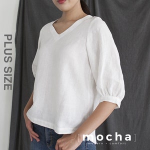 Blusa MOCHA Lillie Plus Size Padrão de costura em PDF - 4 tipos de papel (A4, Carta dos EUA, A0, 36"x48")