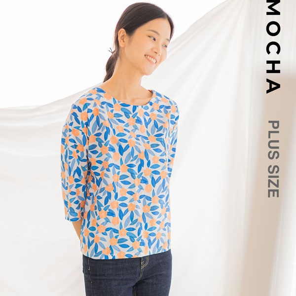 MOCHA Aniela Basic Drop Shoulder Top Plus Size (2 Styles) PDF Sewing Pattern - 4 Kinds of Paper (A4, US Letter, A0, 36"x48")