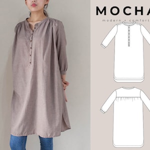 Kayleigh Womens Tunic Sewing Pattern | Loose Fit Blouse PDF | Shirt Pattern | Easy Button Up Tunic | Printable Pattern Sizes xs-xxl