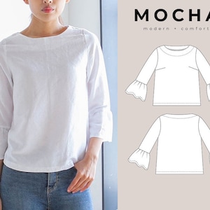 MOCHA Gertrude Blouse PDF Sewing Pattern - Large Paper Printshop File Included