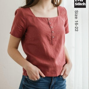 Size 16-22 Luisa Square neck Top PDF Schnittmuster - 4 Sorten Papier(A4, US Letter, A0, 36"x48"")