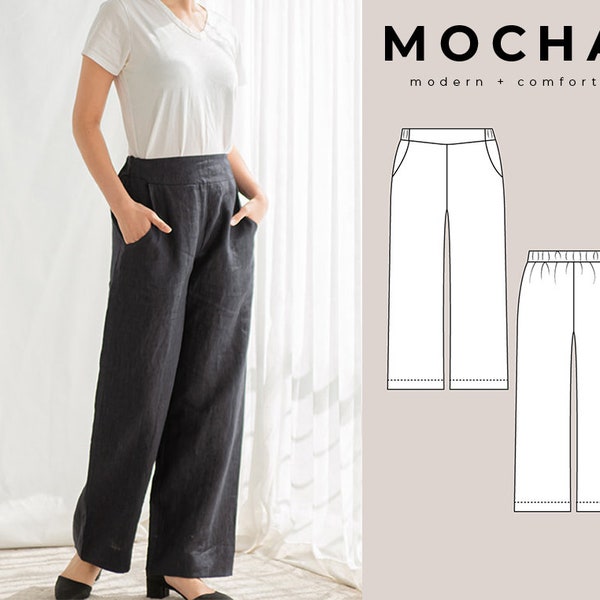 MOCHA Rio Wide Pants PDF Sewing Pattern - 4 Kinds of Paper(A4, US Letter, A0, 36"x48")