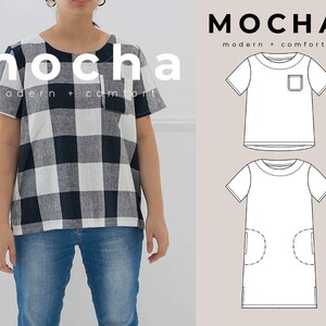 MOCHA Freda Blouse and Tunic PDF Sewing Pattern - Large Print File Included (A0, 36&quot; X 48&quot;)