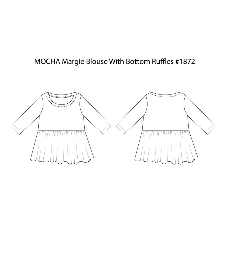 MOCHA Margie Blouse With Bottom Ruffles PDF Sewing Pattern 4 Kinds of PaperA4, US Letter, A0, 36x48 image 3