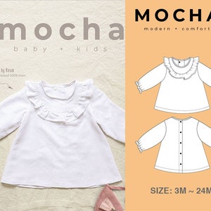 Priscilla Blouse for baby (3M-24M) PDF Sewing Pattern