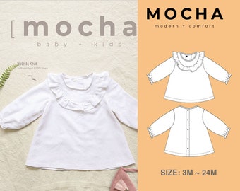 Priscilla Blouse for baby (3M-24M) PDF Sewing Pattern