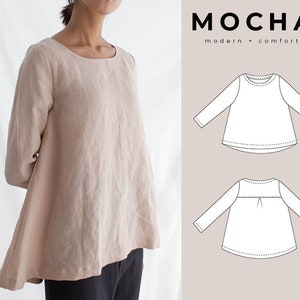 MOCHA Basic A-Line Tunica PDF modello di cucito - File Printshop di grandi dimensioni incluso