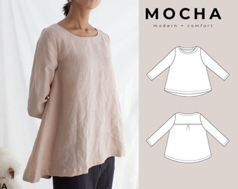 MOCHA Basic A-Line Tunic PDF Sewing Pattern - Large Paper Printshop File Included