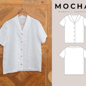 Blusa com gola xale MOCHA Portia PDF - 4 tipos de papel (A4, US Letter, A0, 36"x48")