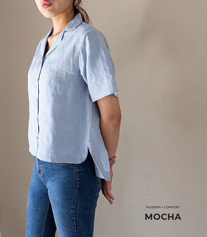MOCHA Notched Collar Shirt PDF Sewing Pattern 4 Kinds of Papera4