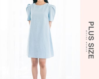 Curvy Puff Sleeve A-Line Dress PDF Sewing Pattern | Plus Size Dress | Eleri Dress Size 16-22 | Digital Print at Home & A0 Large Shop File